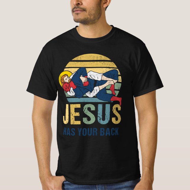 Camiseta Jesus Inspirador Tem Seu Retro Jiu Jitsu De Volta (Frente)
