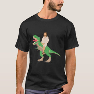 Camiseta Jesus invadindo um dinossauro Jesus