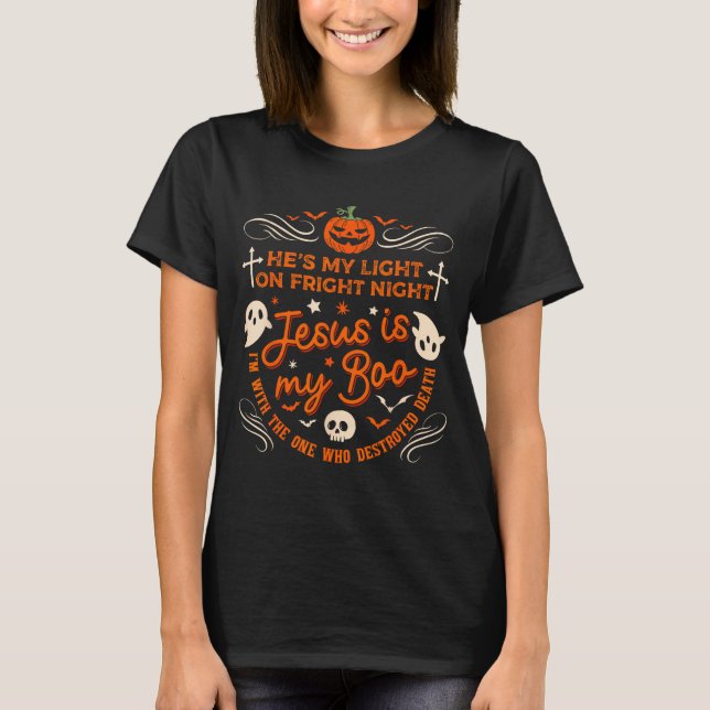 Camiseta Jesus Is My Boo Christian Halloween Ghost Pumpkin  (Frente)