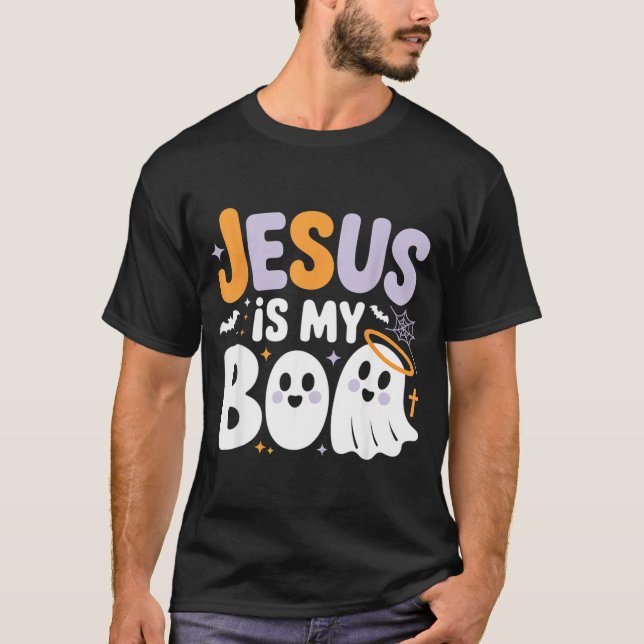 Camiseta Jesus Is My Boo Cute Christian Halloween Ghost Fun (Frente)