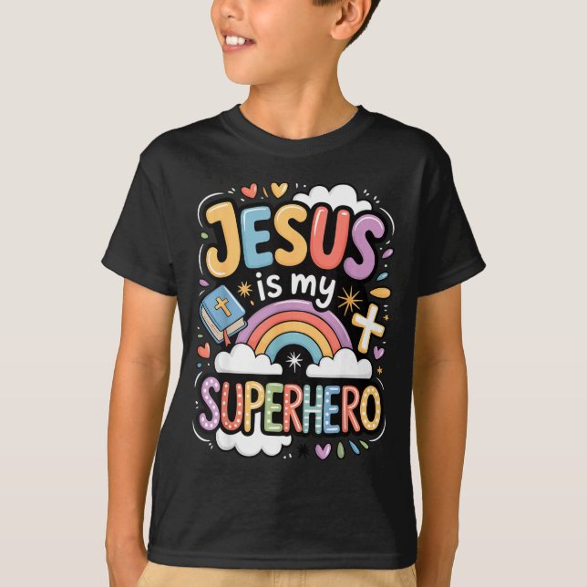 Camiseta Jesus Is My Superhero  (Frente)
