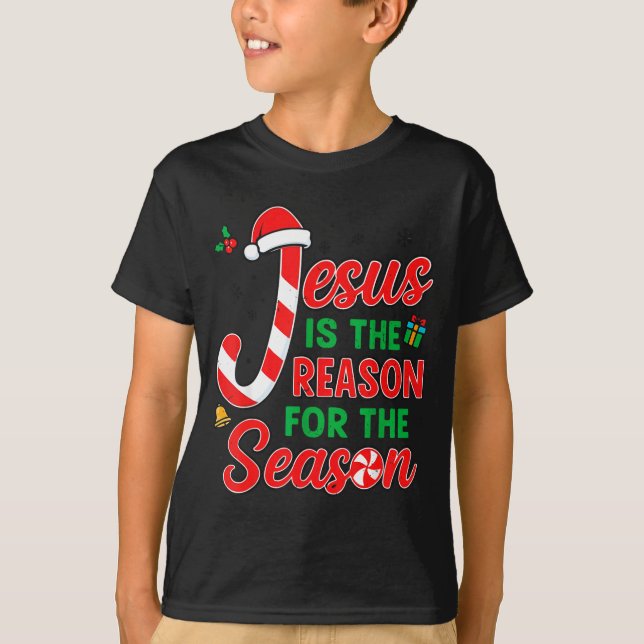 Camiseta Jesus Is Reason For Season Christian Christmas Pjs (Frente)