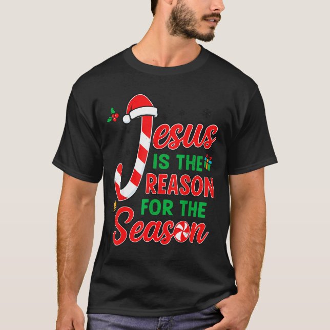 Camiseta Jesus Is Reason For Season Christian Christmas Pjs (Frente)