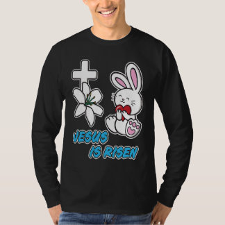 Camiseta Jesus Is Risen Christian Easter Cute Bunny He Is R
