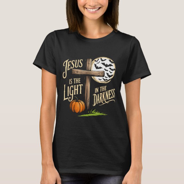 Camiseta Jesus Is The Light In The Darkness Christian Hallo (Frente)
