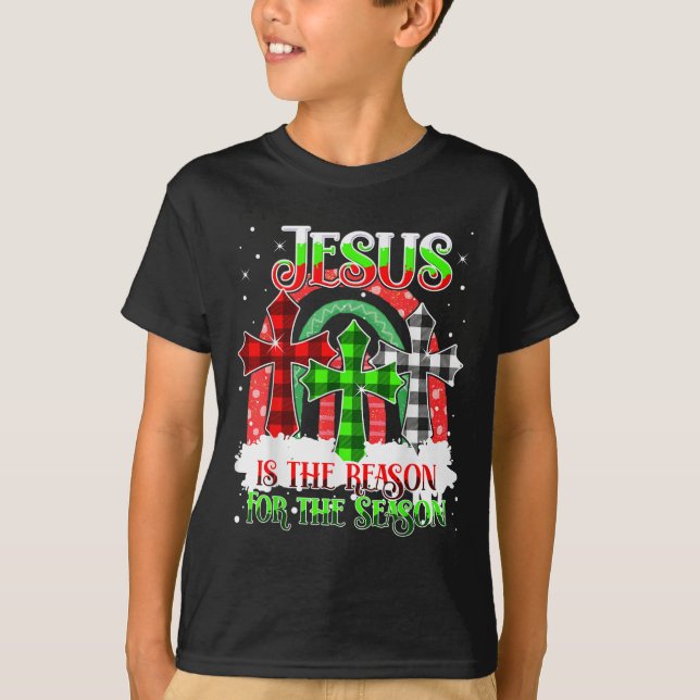 Camiseta Jesus Is The Reason For The Season Rainbow Christm (Frente)