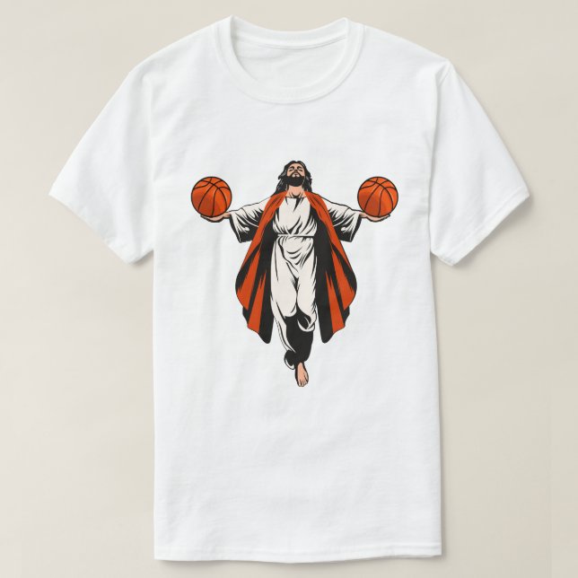 Camiseta Jesus jogando basquetebol (Frente do Design)