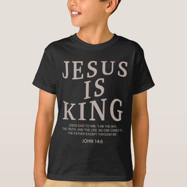 Camiseta Jesus King Christian Men Youth God Good Son Brothe (Frente)