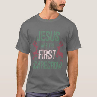 Camiseta Jesus Lavou Primeiro Espantalho Divertido Cristão