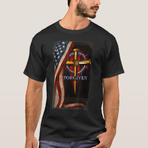 Camiseta Jesus Leão Bandeira Americana Perdoado Cristão Pat