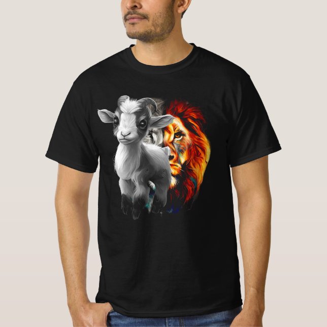 Camiseta Jesus Lion Lamb Christian Lover Deus Christian Rel (Frente)