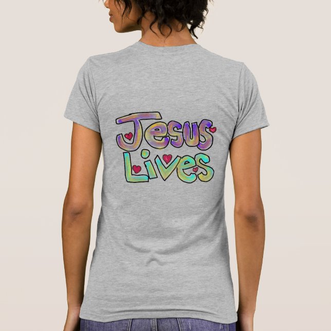 Camiseta Jesus Lives Hand Drawn Christian Art  (Verso)