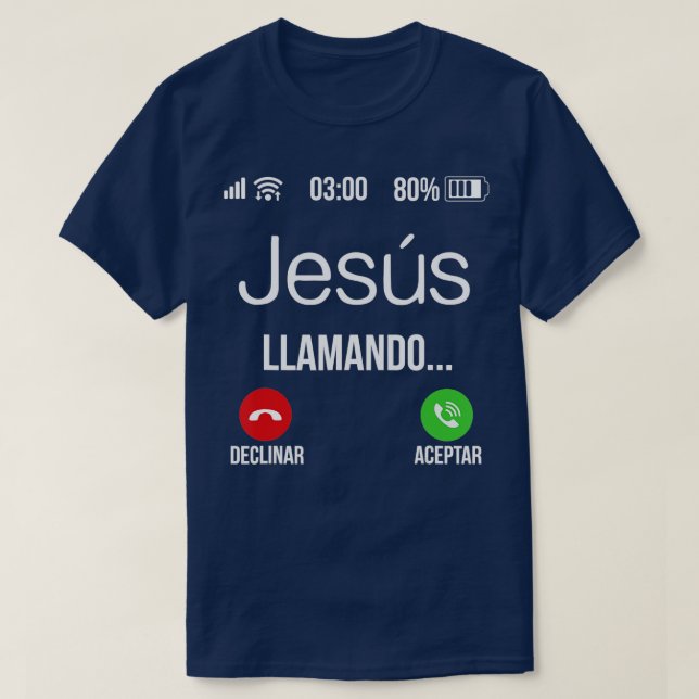 Camiseta Jesus Llamando Jesus chama o cristão espanhol (Frente do Design)