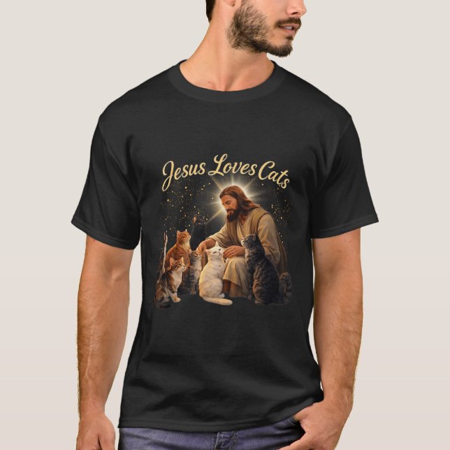 Camiseta Jesus Loves Cats Christian Cat Lover Jesus Hugs Ca (Frente)