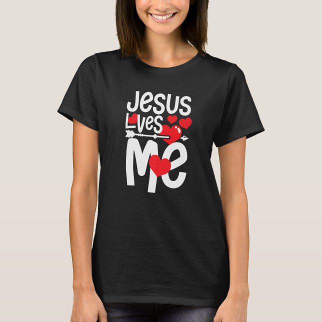 Camiseta Jesus loves me  christian heart believe Premium (Frente)