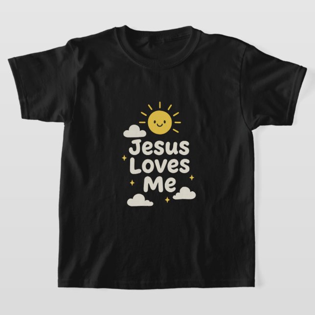 Camiseta Jesus Loves Me Cute Kids Christian T-Shirt (Postura )