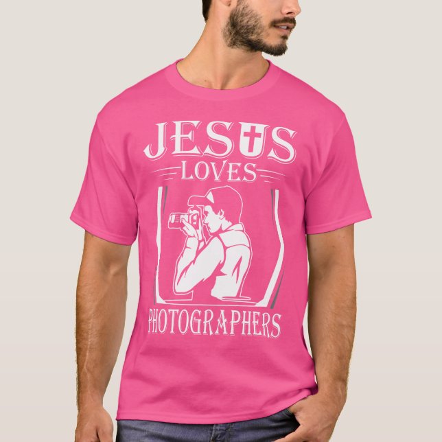 Camiseta Jesus Loves Photographers Camera Photography (Frente)