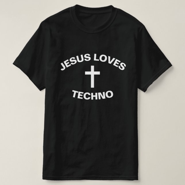 CAMISETA JESUS LOVES TECHNO (Frente do Design)