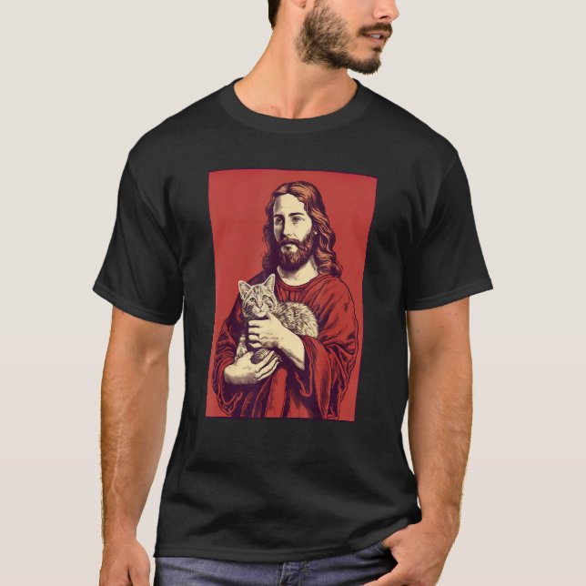 Camiseta Jesus Loving Cat God Christian Cat  Cat Dad Men (Frente)