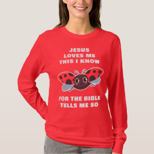 Camiseta Jesus Me Ama Isso Eu Sei Ladybug Christian Faith