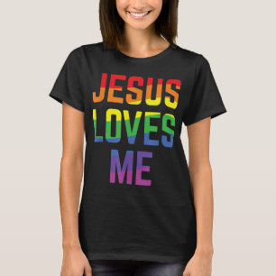 Camiseta Jesus me ama orgulho cristão Rainbow Flag LGBTQI
