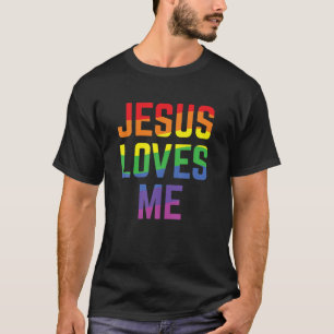 Camiseta Jesus me ama orgulho cristão Rainbow Flag LGBTQI