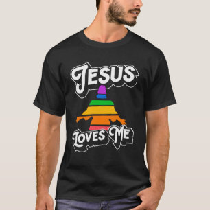 Camiseta Jesus me ama Orgulho gay Cristão Rainbow Queer C