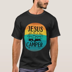 Camiseta Jesus Me Faz Um Feliz Camper Acampando RV Christia