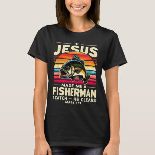 Camiseta Jesus Me Fez Um Pescador Eu Pego Ele Limpa Pescado