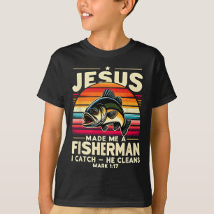 Camiseta Jesus Me Fez Um Pescador Eu Pego Ele Limpa Pescado