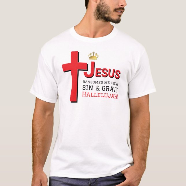 Camiseta JESUS ME RANSOMOU Páscoa Cristã (Frente)