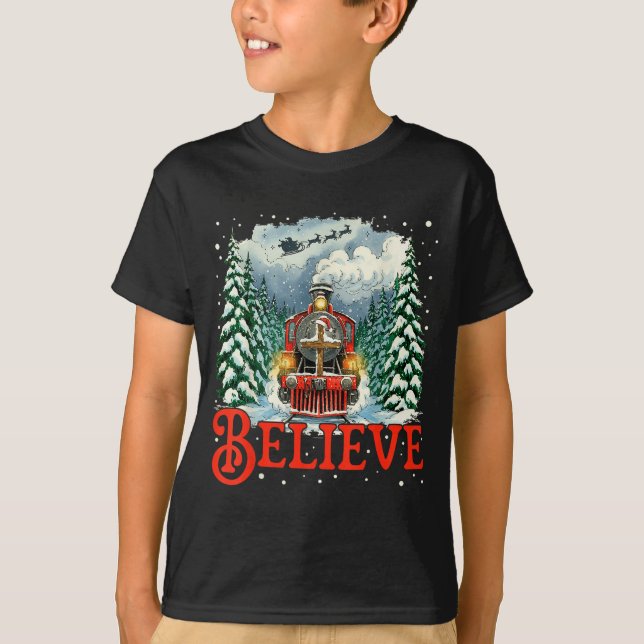 Camiseta Jesus Merry Xmas Faith Train To North Le Santa Sle (Frente)