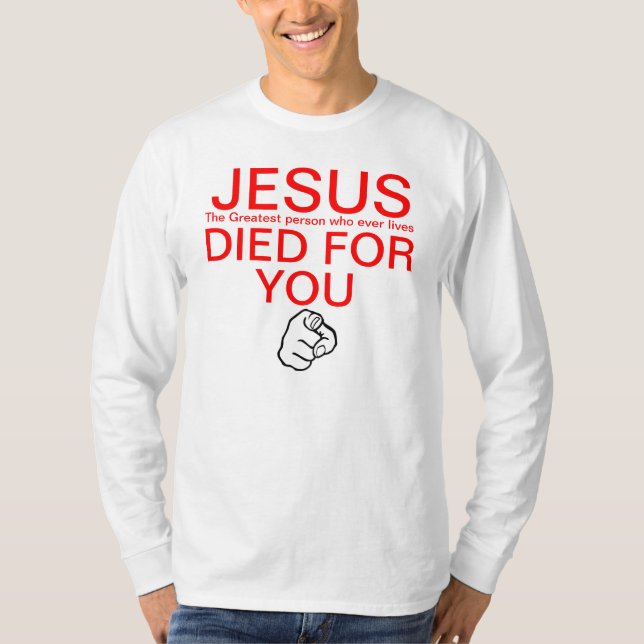 Camiseta Jesus morreu para você que aponta o dedo (Frente)