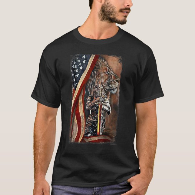 Camiseta Jesus Mulher Guerreira Cristã Leão Deus Judá Ameri (Frente)