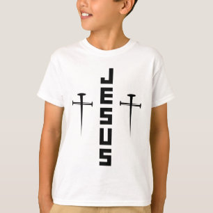 Camiseta JESUS Nail Cross Christian Faith Para Crenças