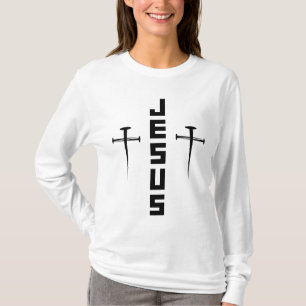 Camiseta JESUS Nail Cross Christian Faith Para Crenças