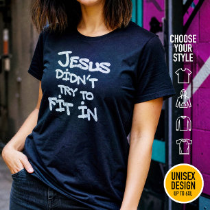 Camiseta Jesus Não Tentou Se Encaixar Graffiti Grunge Engra