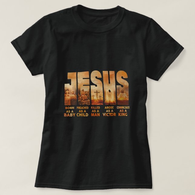 Camiseta Jesus Nascer Como Bebê Criança Cristã (Frente do Design)