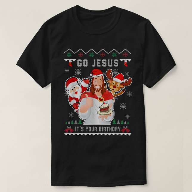 Camiseta Jesus Natal É Seu Aniversário Christian Chr (Frente do Design)