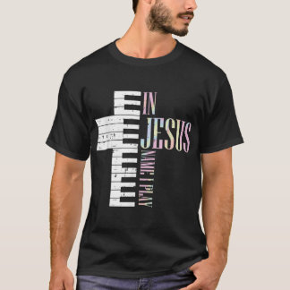 Camiseta Jesus Nome Eu Toco Piano Homens Cristãos Pianistas