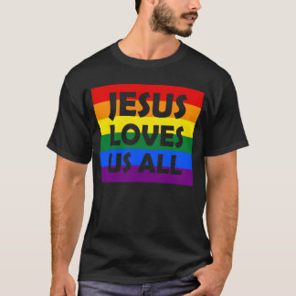 Camiseta JESUS NOS AMA A TODOS LGBT orgulho gay menino Arco