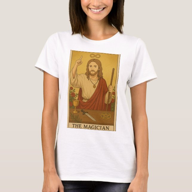 Camiseta Jesus, o Cartão Tarot Mágico (Frente)
