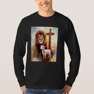Camiseta Jesus o Leão Cordeiro a Cruz Católica Cristã