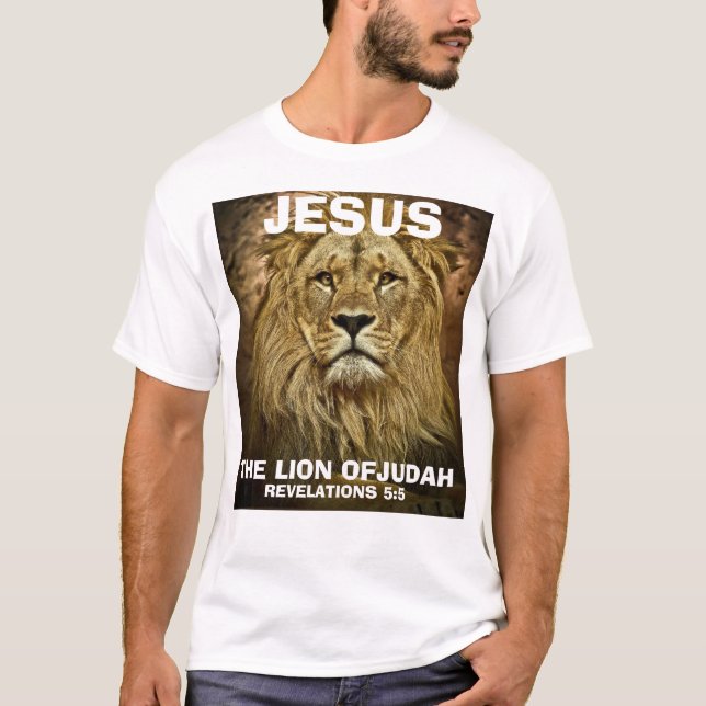 Camiseta JESUS o LEÃO DE JUDAH, t-shirt cristãos (Frente)