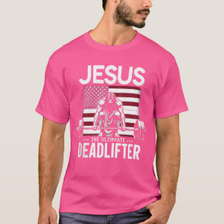 Camiseta Jesus, O Último Deadlifter Vintage Usa Flag Chr