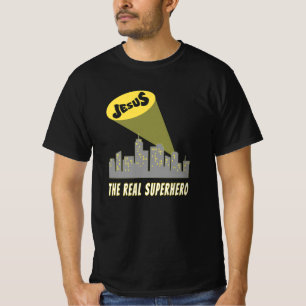 Camiseta Jesus, o Verdadeiro Superherói Sinal de Bat T-
