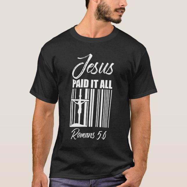 Camiseta Jesus pagou todo código de barras de preço, Deus C (Frente)