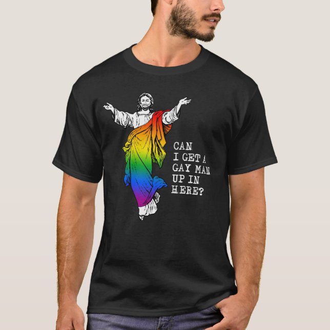 Camiseta Jesus: Posso pegar um gay aqui? (Frente)