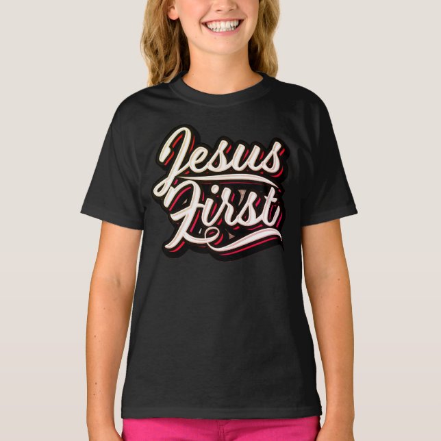 Camiseta Jesus Primeiro Estilo dos 70 (Frente)