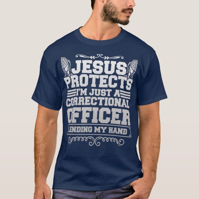 Camiseta Jesus protege IM apenas um oficial de correção (Frente)